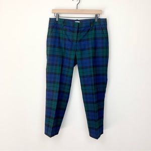J Crew Blue & Green Plaid Wool Blend Pants, 8